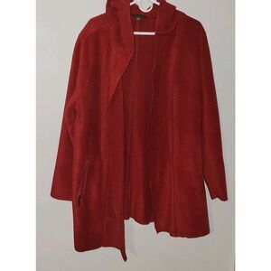 Apropos blend Boiled Wool Openbutton Close Hoody XL Sweater red Zipper Pockets W